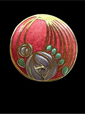SEA GEMS BLUE AND MAROON ENAMEL BROOCH